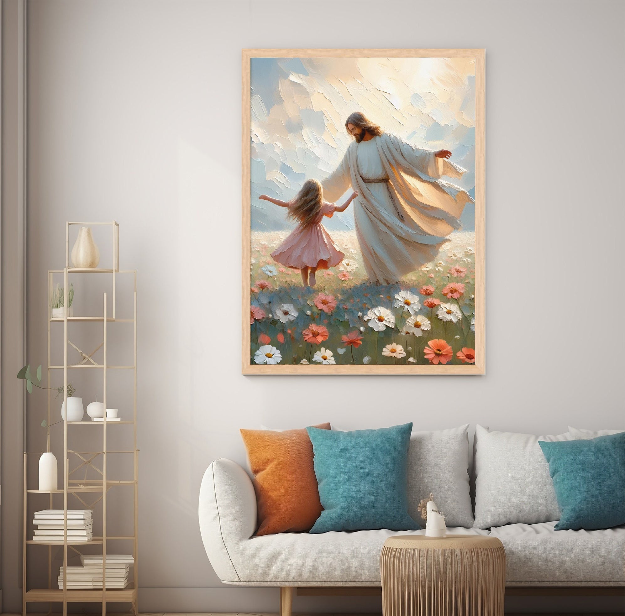 A Dance of Grace Poster, Jesus and Girl Dancing Poster, Little Girl LDS Art, Jesus with Children Poster, Kids Bible Art Poster
